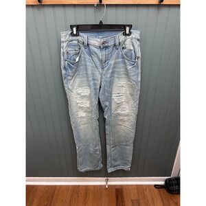 BCBGMAXAZRIA Distressed Boyfriend‎ Jeans Light Wash Women's Size 29